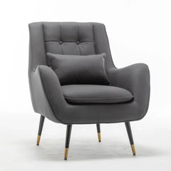 Rich Grey Thick Padded Velvet Armchair with Cushion - All India Decor