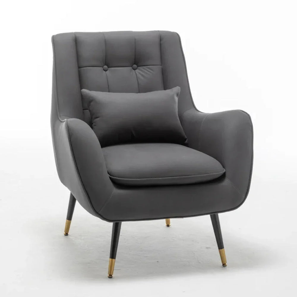 Rich Grey Thick Padded Velvet Armchair with Cushion - All India Decor