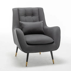 Rich Grey Thick Padded Velvet Armchair with Cushion - All India Decor