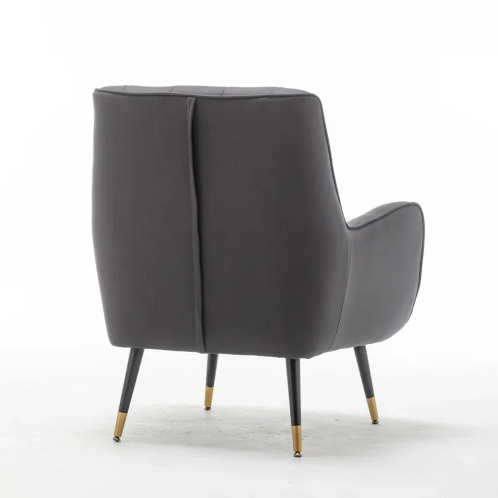 Rich Grey Thick Padded Velvet Armchair with Cushion - All India Decor