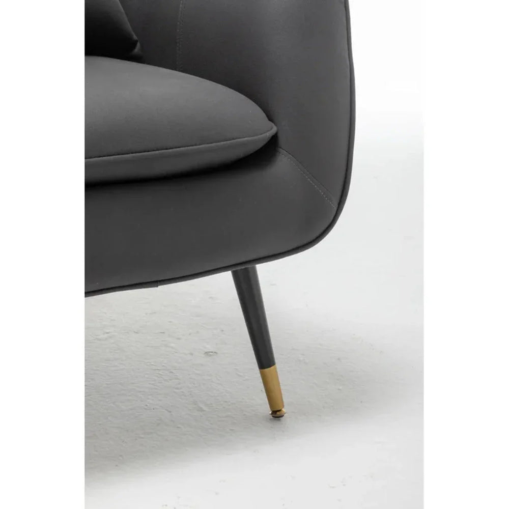 Rich Grey Thick Padded Velvet Armchair with Cushion - All India Decor