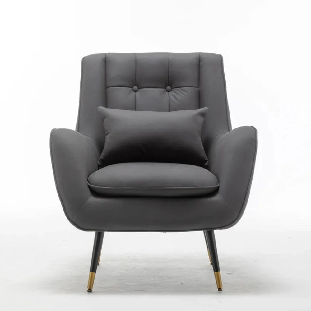 Rich Grey Thick Padded Velvet Armchair with Cushion - All India Decor
