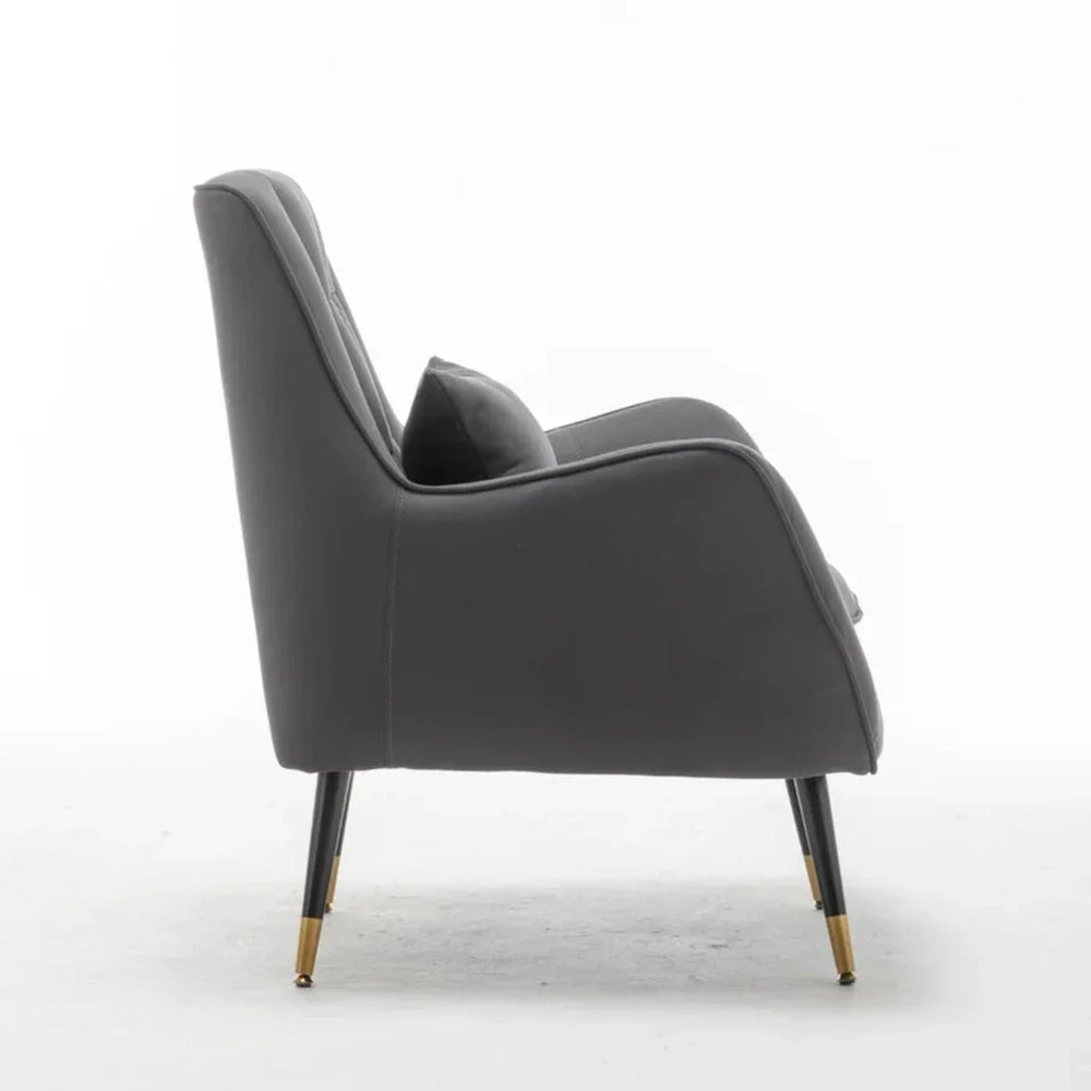 Rich Grey Thick Padded Velvet Armchair with Cushion - All India Decor