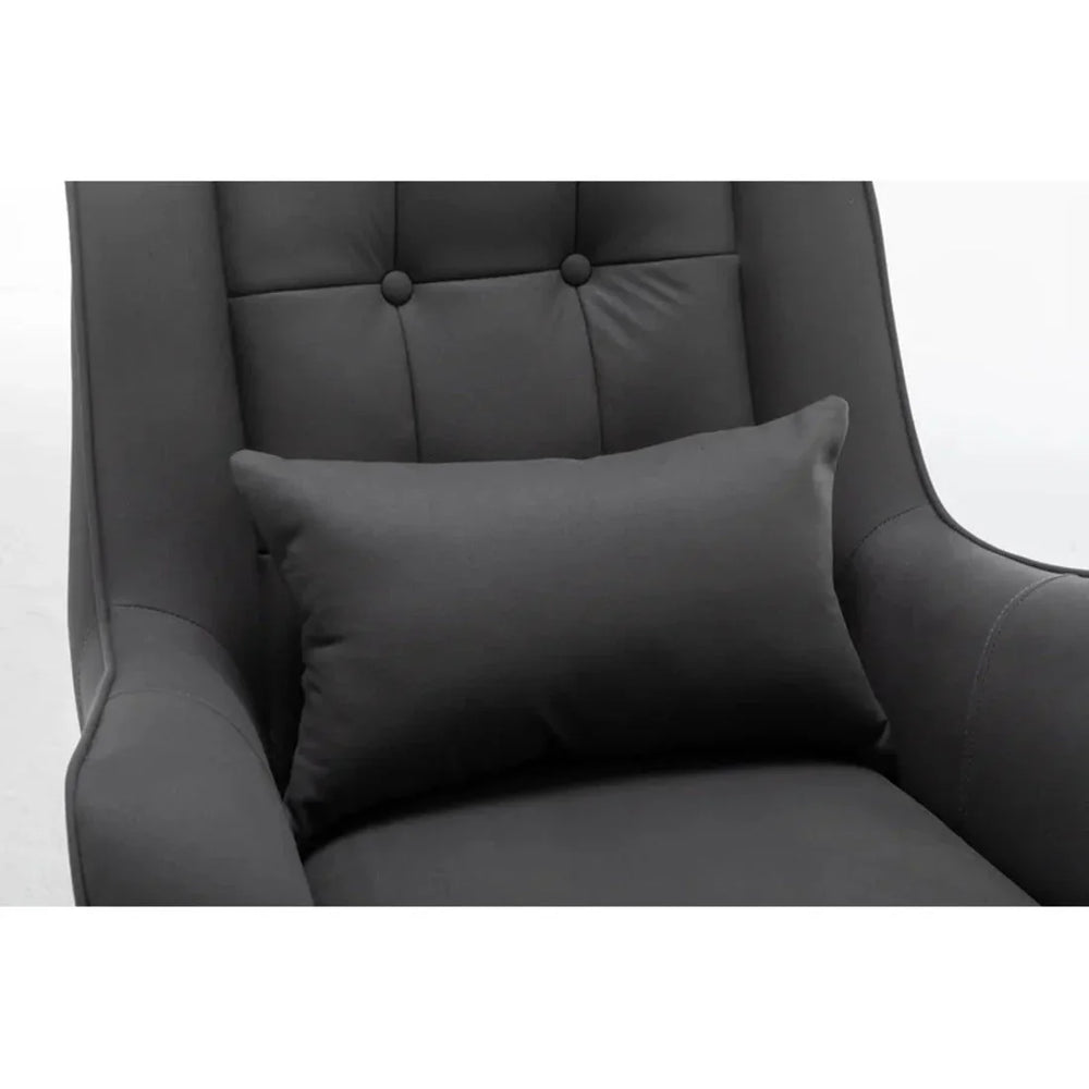 Rich Grey Thick Padded Velvet Armchair with Cushion - All India Decor