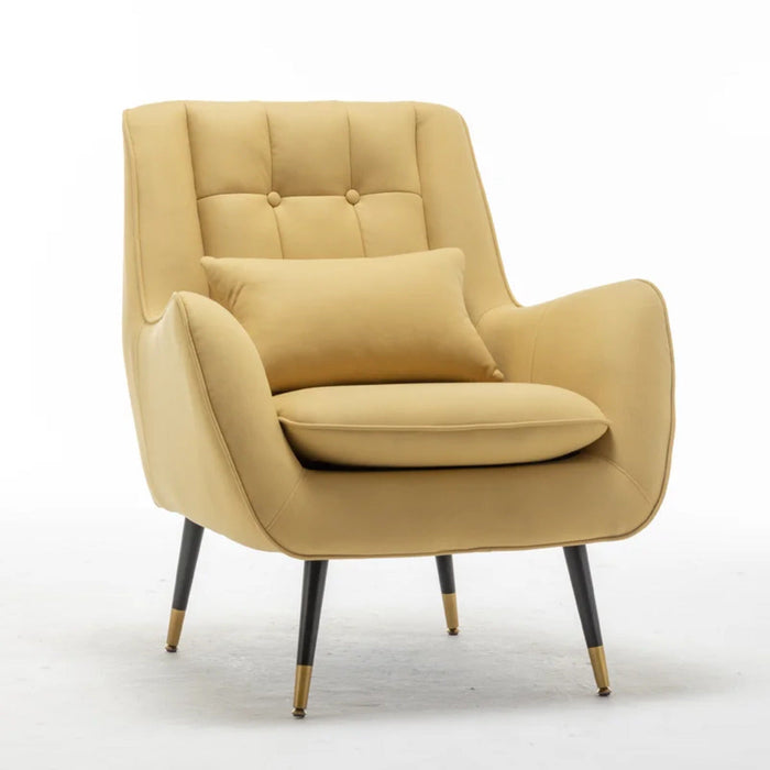 Classic Yellow Thick Padded Velvet Armchair with Cushion