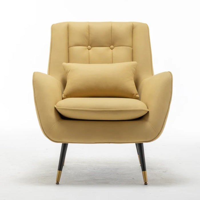 Classic Yellow Thick Padded Velvet Armchair with Cushion