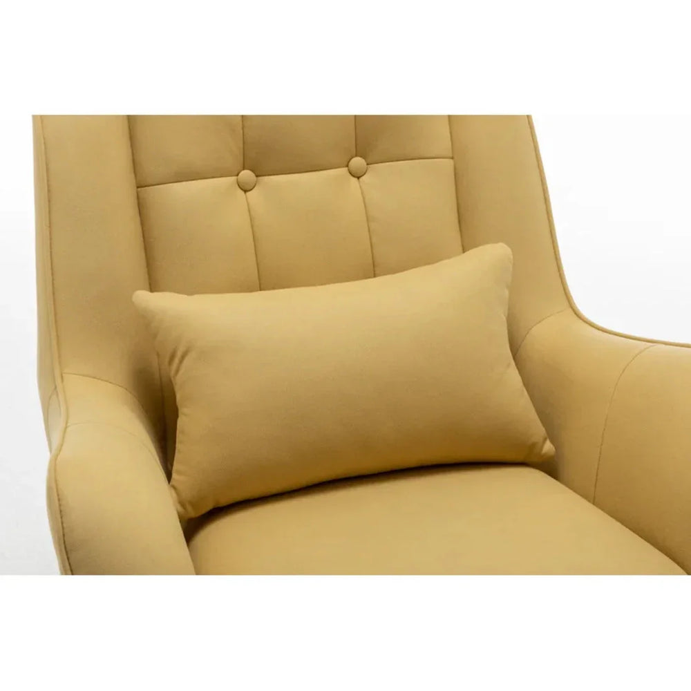 Classic Yellow Thick Padded Velvet Armchair with Cushion - All India Decor