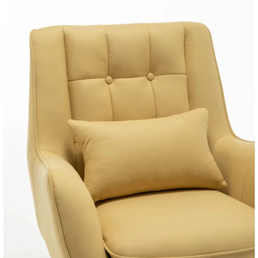 Classic Yellow Thick Padded Velvet Armchair with Cushion - All India Decor