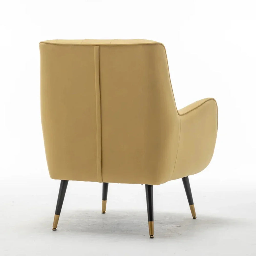 Classic Yellow Thick Padded Velvet Armchair with Cushion - All India Decor