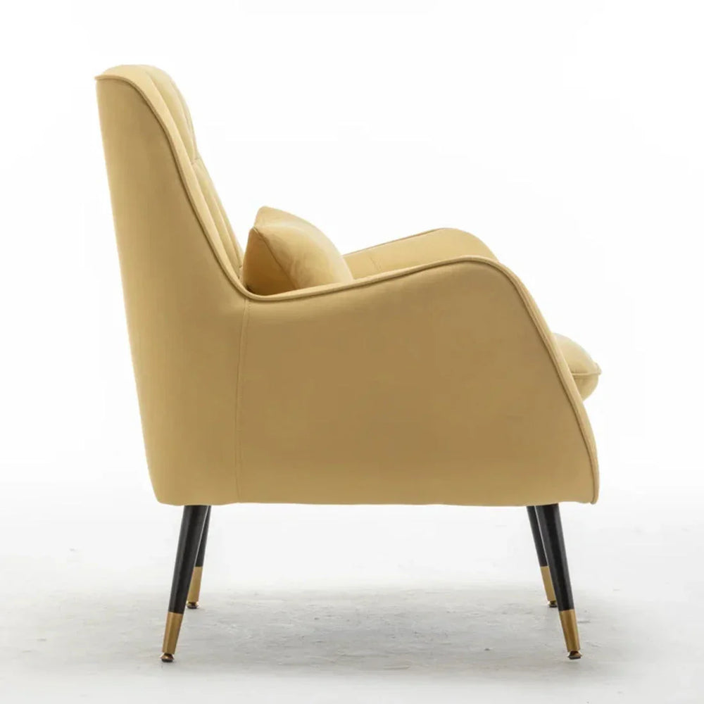 Classic Yellow Thick Padded Velvet Armchair with Cushion - All India Decor