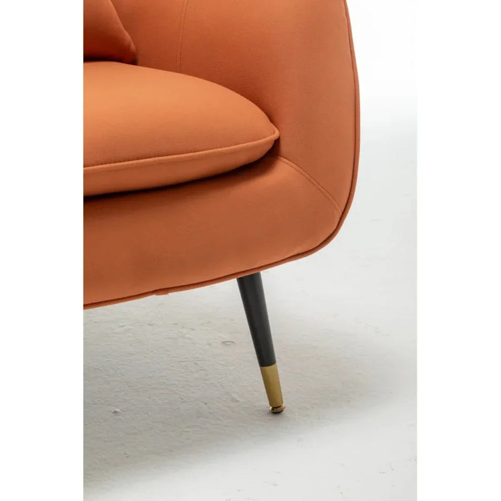 Mustard Yellow Thick Padded Velvet Armchair with Cushion - All India Decor