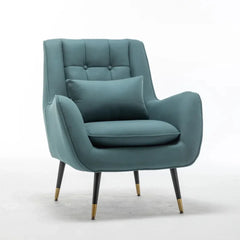 Olive Green Thick Padded Velvet Armchair with Cushion - All India Decor