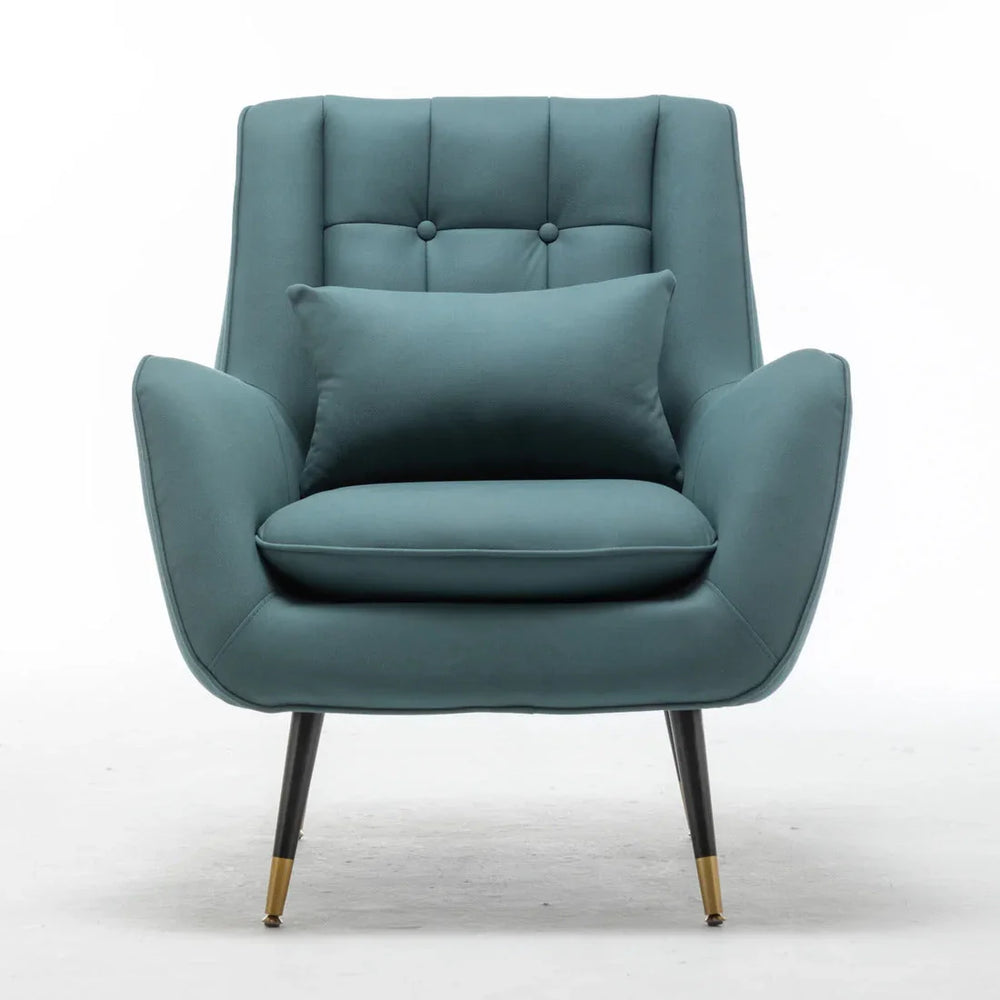 Olive Green Thick Padded Velvet Armchair with Cushion - All India Decor