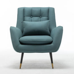 Olive Green Thick Padded Velvet Armchair with Cushion - All India Decor