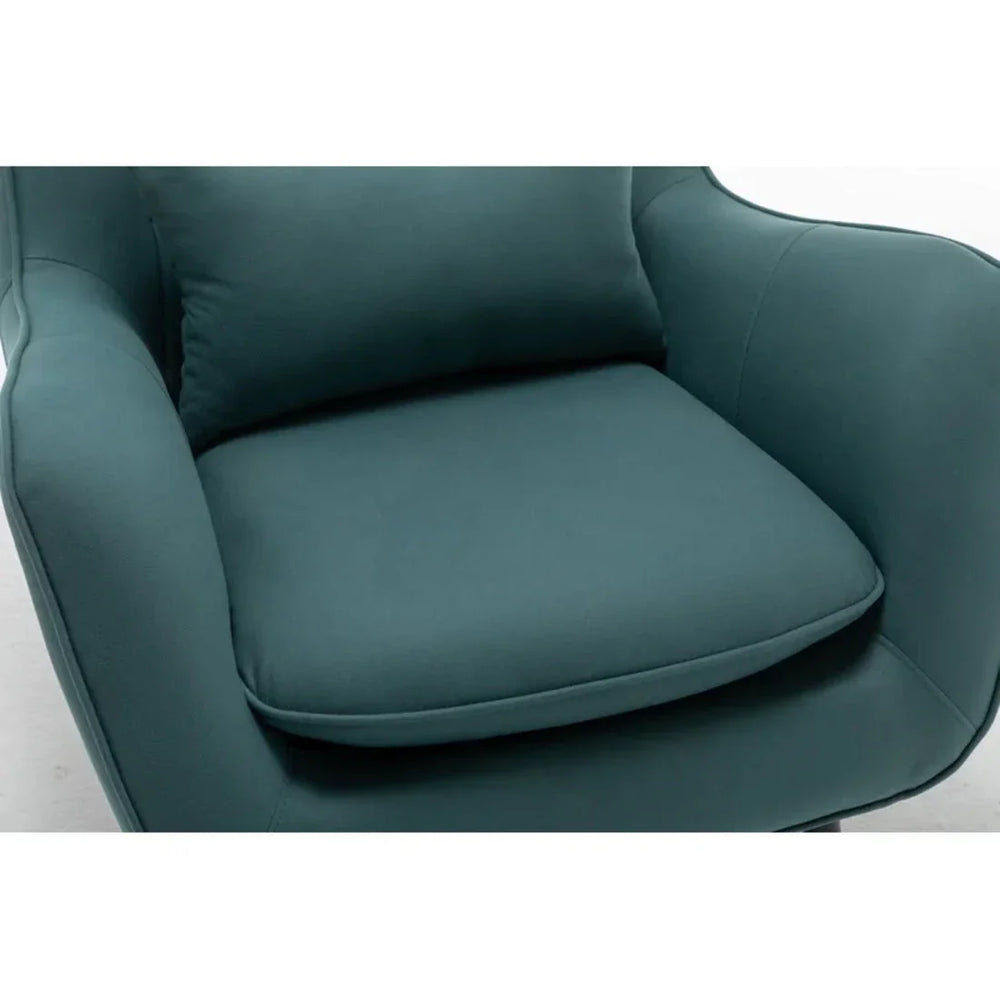 Olive Green Thick Padded Velvet Armchair with Cushion - All India Decor