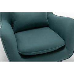 Olive Green Thick Padded Velvet Armchair with Cushion - All India Decor