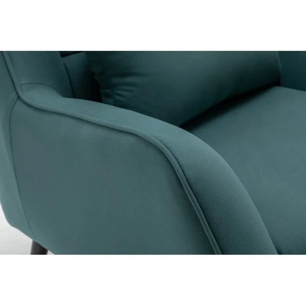 Olive Green Thick Padded Velvet Armchair with Cushion - All India Decor