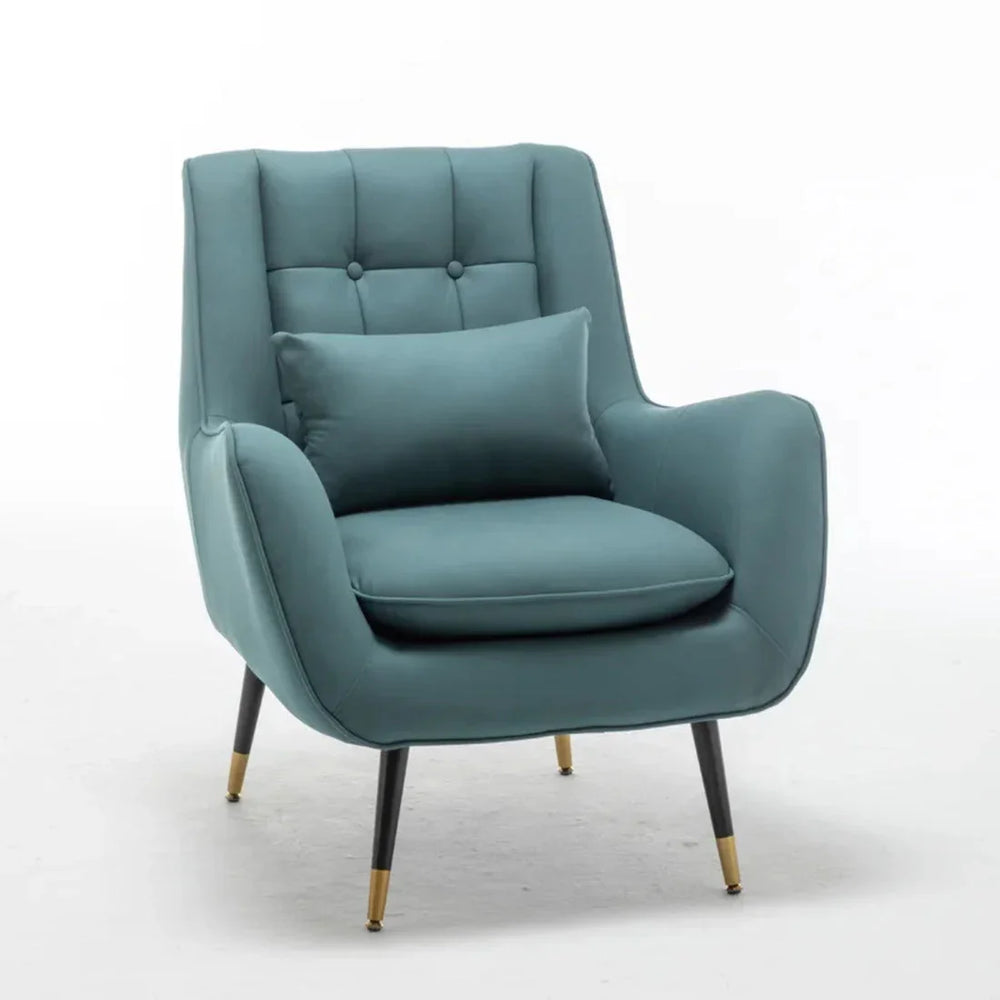 Olive Green Thick Padded Velvet Armchair with Cushion - All India Decor