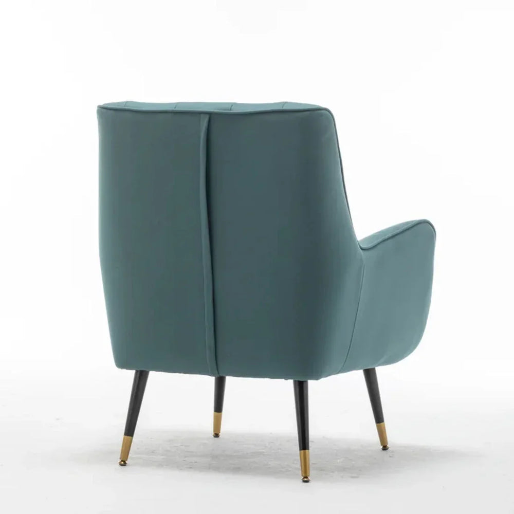 Olive Green Thick Padded Velvet Armchair with Cushion - All India Decor