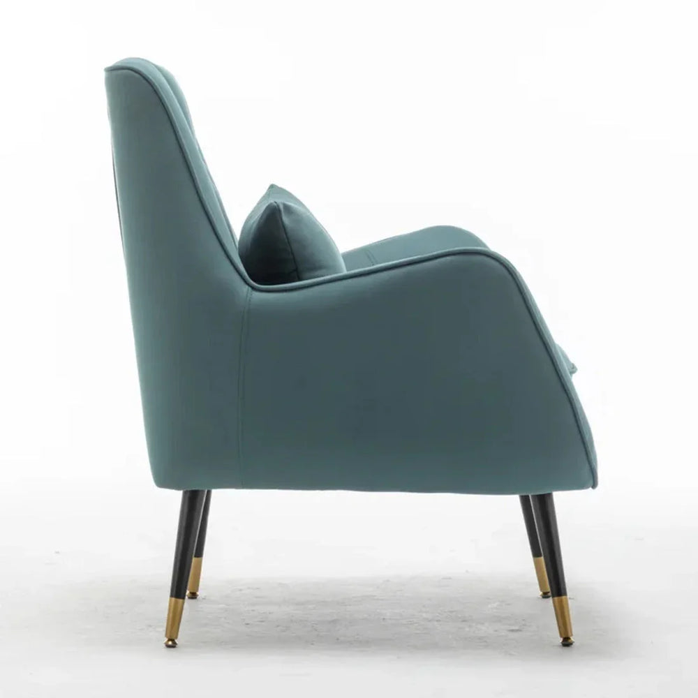 Olive Green Thick Padded Velvet Armchair with Cushion - All India Decor