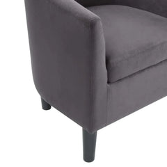 Rich Brown Comfy Round Back Velvet Chair With Ottoman - All India Decor