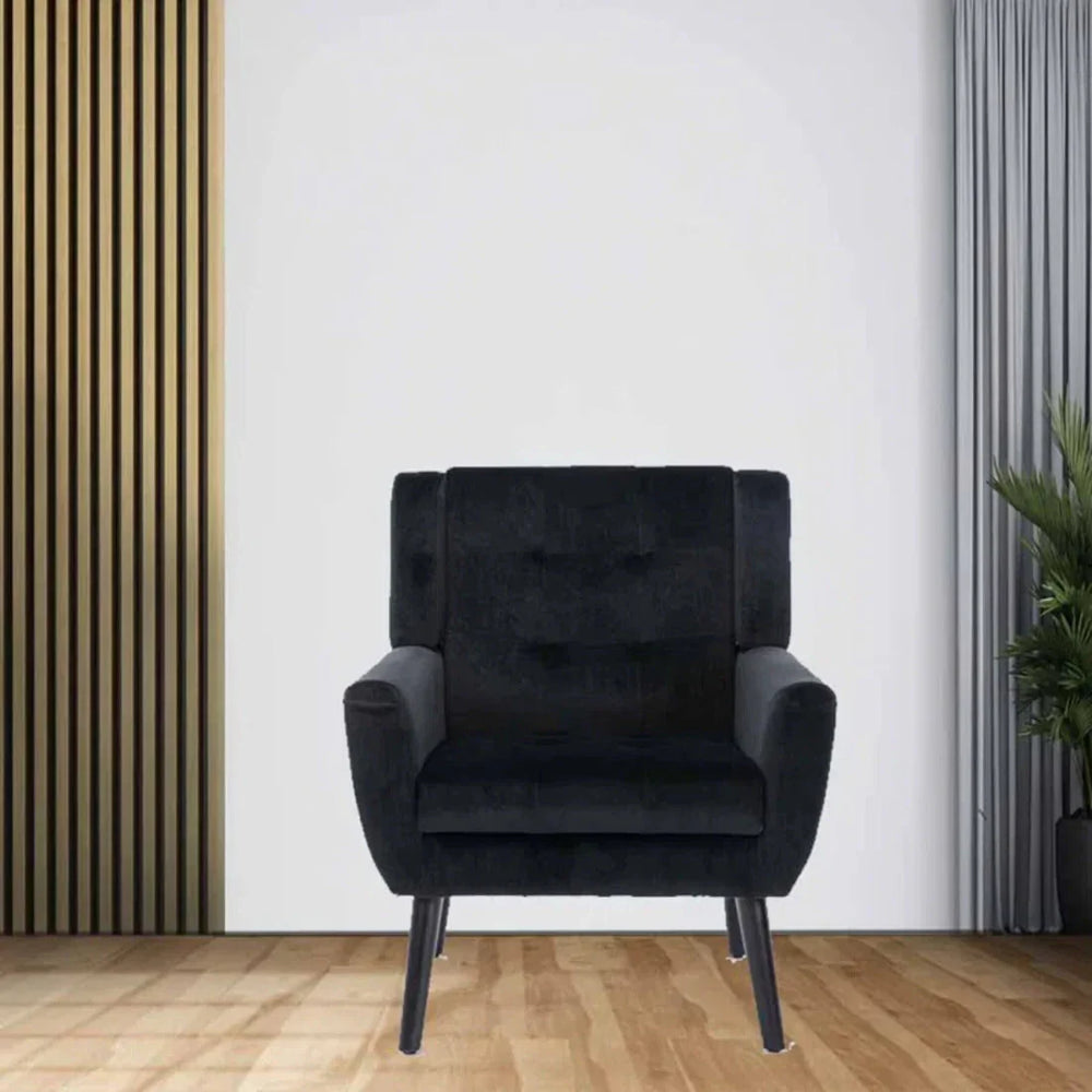 Urban Black Super Soft Velvet Armchair - All India Decor