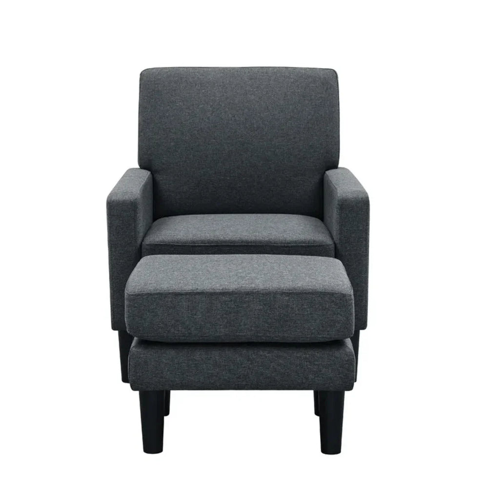 Grey Standard Velvet Chair With Ottoman - All India Decor