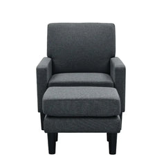 Grey Standard Velvet Chair With Ottoman - All India Decor