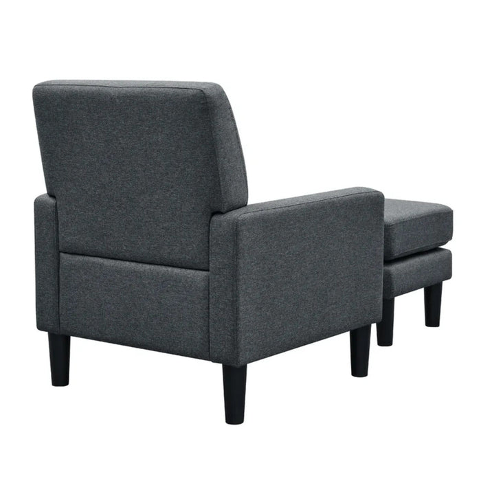 Grey Standard Velvet Chair With Ottoman