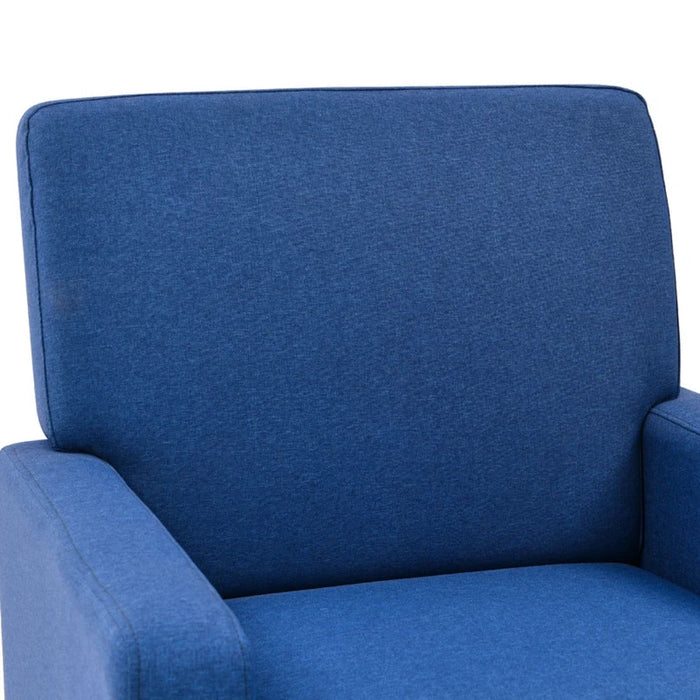 Blue Standard Velvet Chair With Ottoman