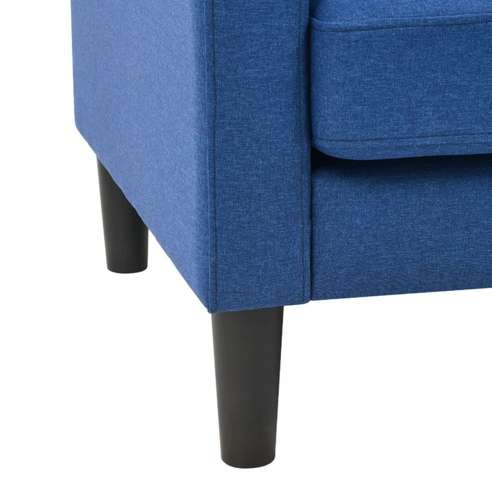 Blue Standard Velvet Chair With Ottoman