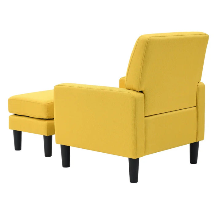 Yellow Standard Velvet Chair With Ottoman