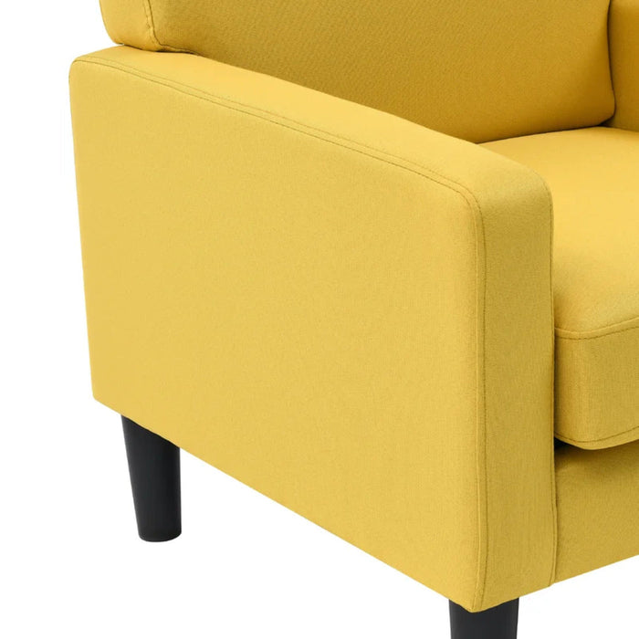 Yellow Standard Velvet Chair With Ottoman