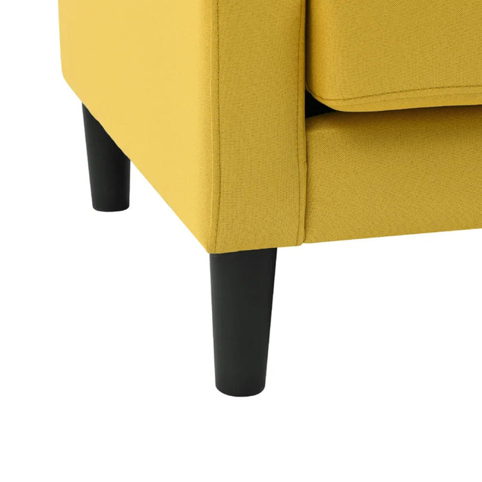 Yellow Standard Velvet Chair With Ottoman