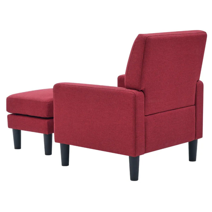 Crimson Red Standard Velvet Chair With Ottoman