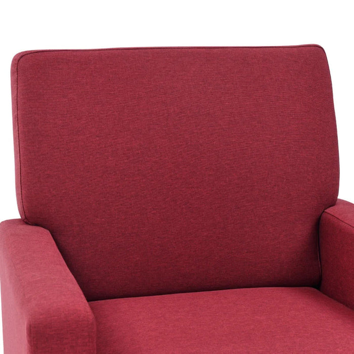 Crimson Red Standard Velvet Chair With Ottoman