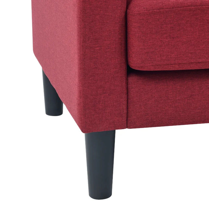 Crimson Red Standard Velvet Chair With Ottoman