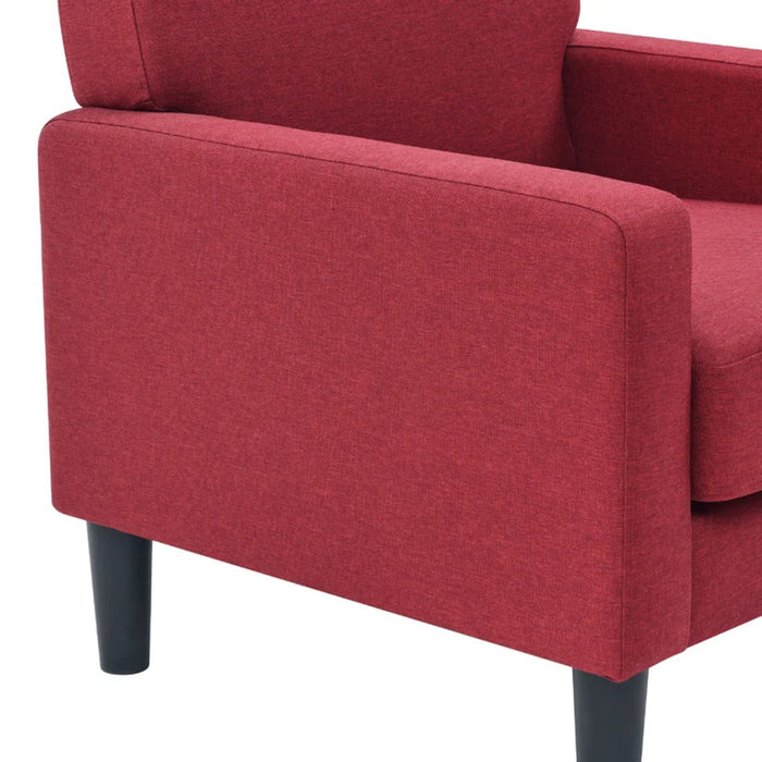 Crimson Red Standard Velvet Chair With Ottoman