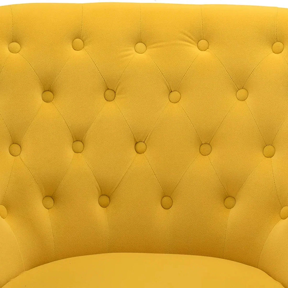 Detailed Tufted Super Comfy Yellow Velvet Lounge Chair - All India Decor