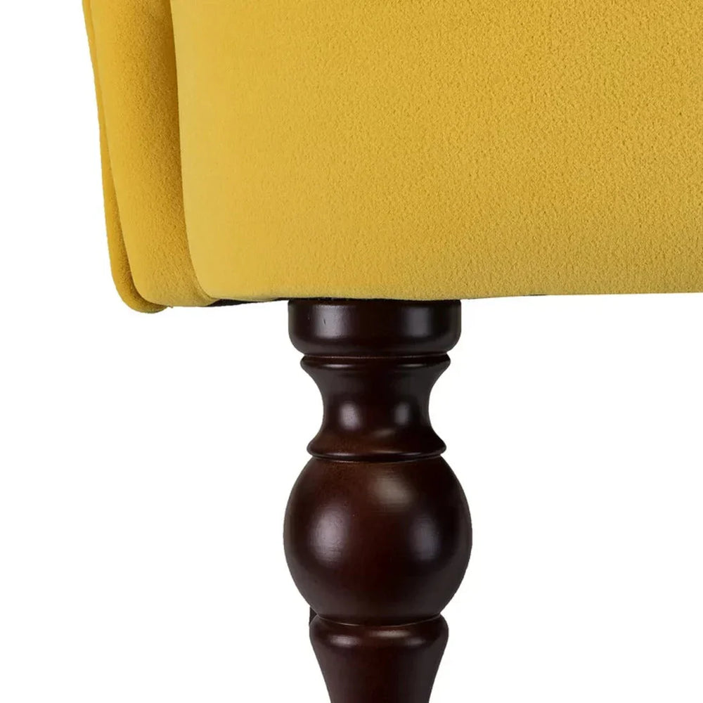 Detailed Tufted Super Comfy Yellow Velvet Lounge Chair - All India Decor