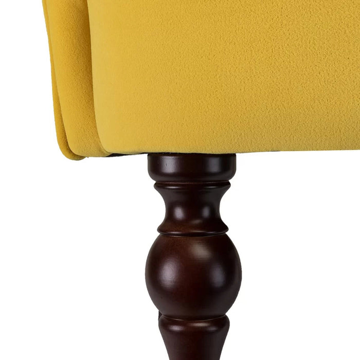 Detailed Tufted Super Comfy Yellow Velvet Lounge Chair