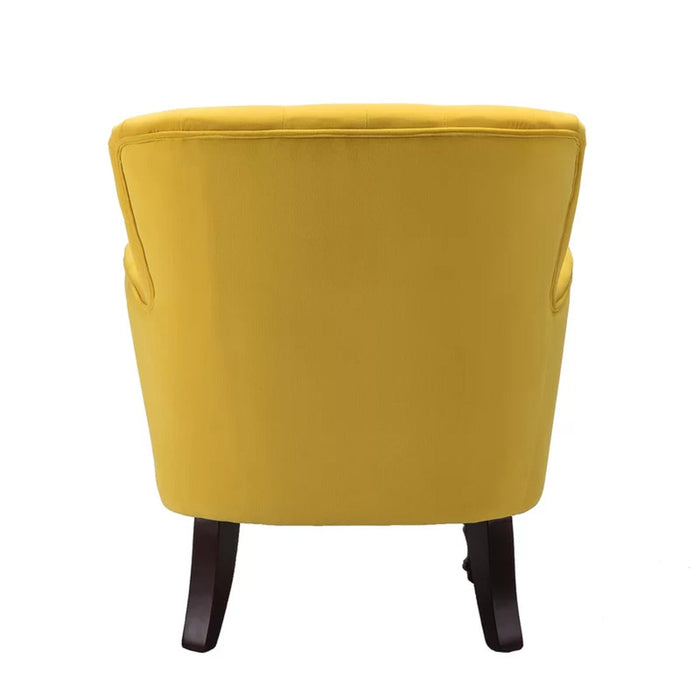 Detailed Tufted Super Comfy Yellow Velvet Lounge Chair