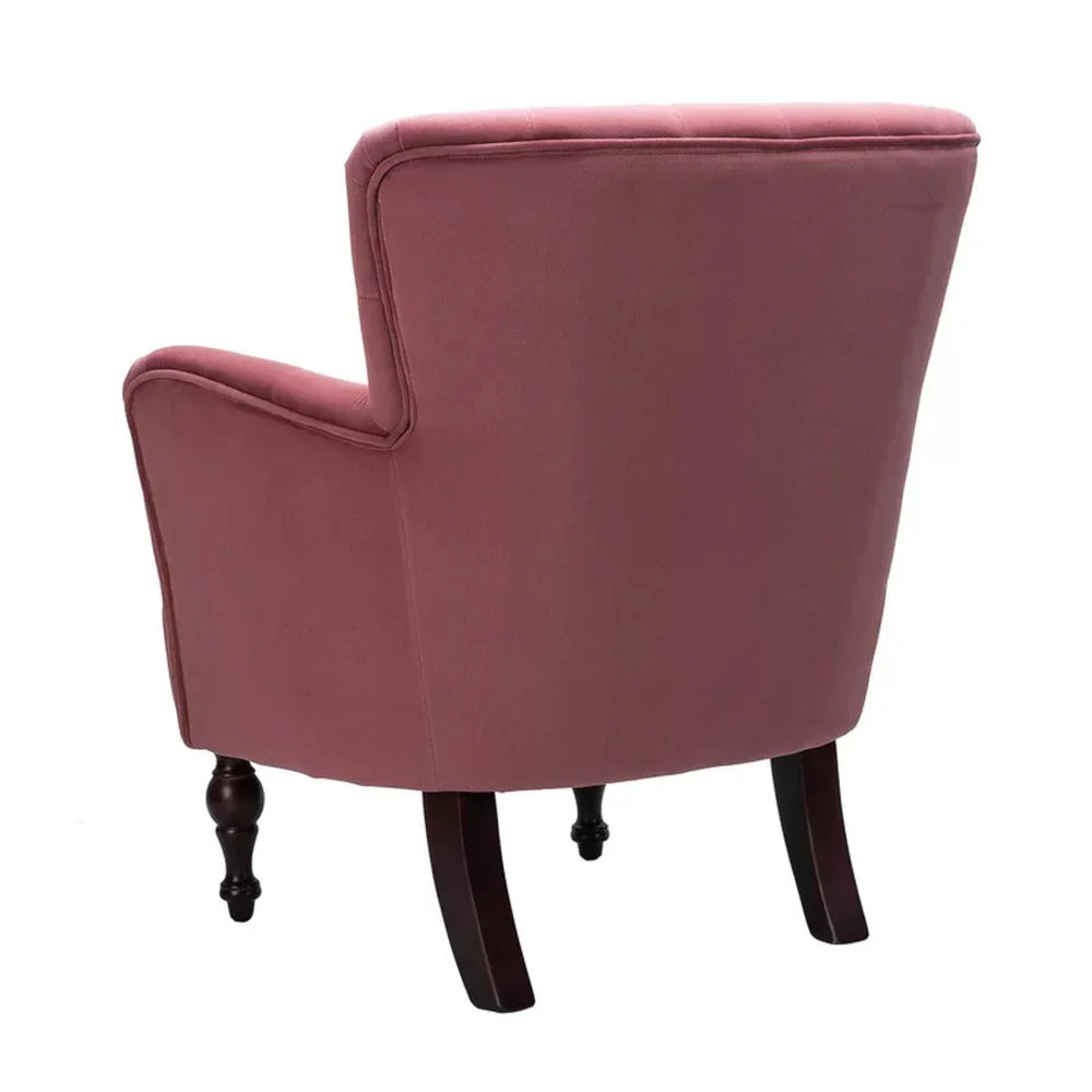 Detailed Tufted Super Comfy Blush Velvet Lounge Chair - All India Decor