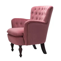 Detailed Tufted Super Comfy Blush Velvet Lounge Chair - All India Decor