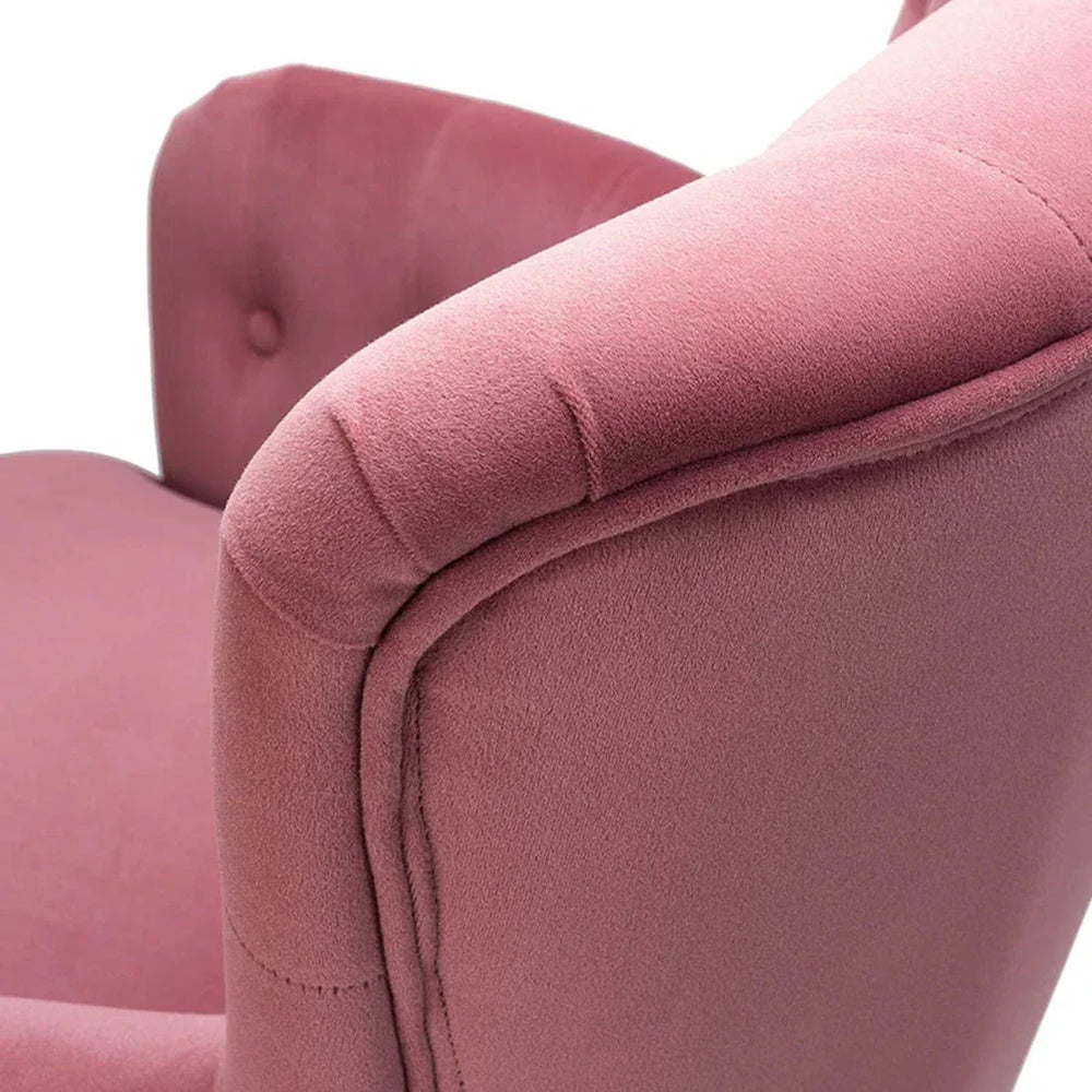Detailed Tufted Super Comfy Blush Velvet Lounge Chair - All India Decor