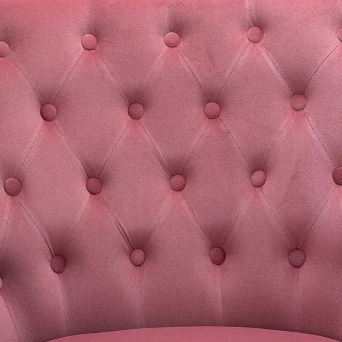 Detailed Tufted Super Comfy Blush Velvet Lounge Chair