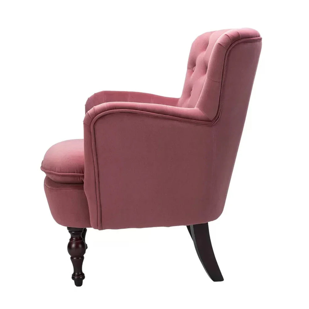 Detailed Tufted Super Comfy Blush Velvet Lounge Chair - All India Decor