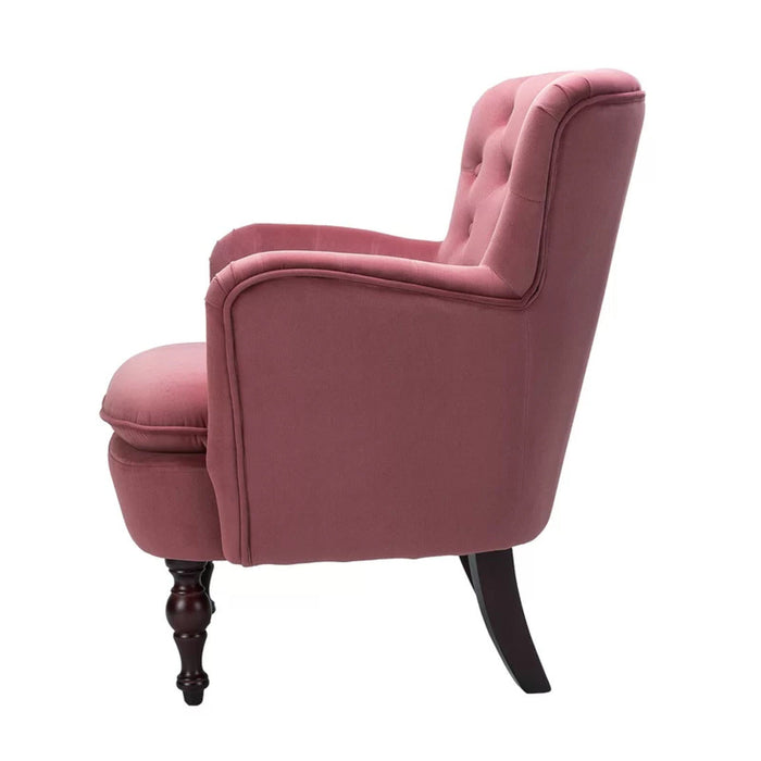 Detailed Tufted Super Comfy Blush Velvet Lounge Chair