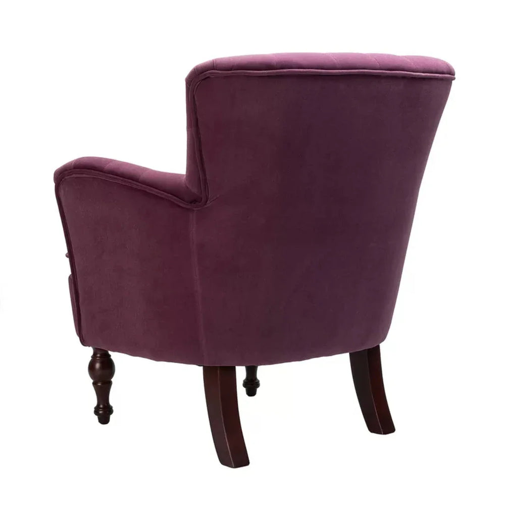 Detailed Tufted Super Comfy Magenta Velvet Lounge Chair - All India Decor