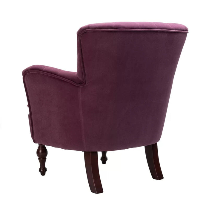 Detailed Tufted Super Comfy Magenta Velvet Lounge Chair